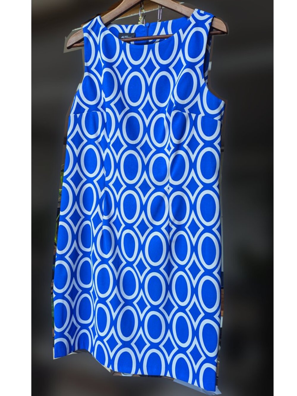 Alyx bold, blue geometric sleeveless minidress - sz 14